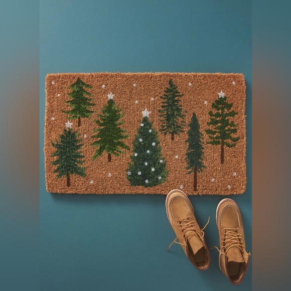 Anthropologie Snowy Forest Doormat NEW - Picture 1 of 3